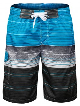 Mens Stripes Quick Dry Swim Trunks Board Shorts