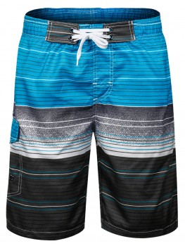 Mens Stripes Quick Dry Swim Trunks Board Shorts